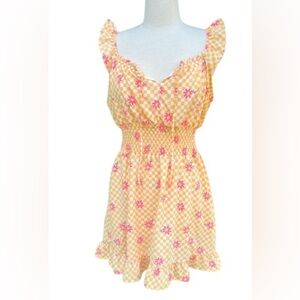 Lily Rose Yellow and Pink 🌷Floral Mini Dress